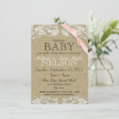 Bloemrijke Witte Kant en Boog Baby shower Kaart (Staand voorkant)