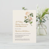 Bloemrijke Witte Roos Goud 50ste Huwelijk Jubileum Kaart (Staand voorkant)