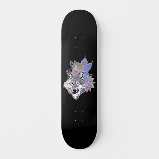Bloemrijke Wolf I Persoonlijk Skateboard (Voorkant)