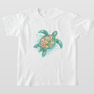 Bloemrijke Zee Schildpad Kinderen T-Shirt