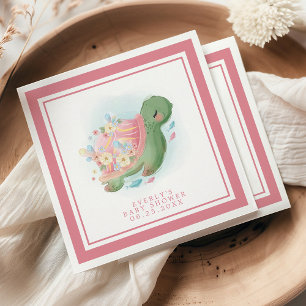 Bloemrijke Zeeschildpad Mooie Roze Baby Shower Servet