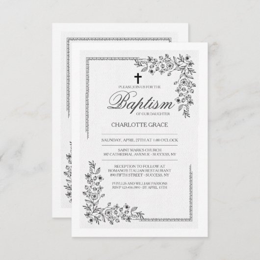 Bloemrijke zegen religieuze uitnodiging (Voorkant / Achterkant)