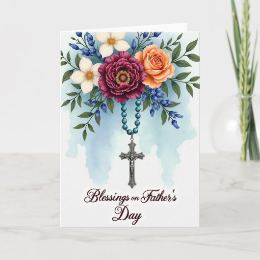 Bloemrijke Zegen Vaderdag Kaart (Voorkant)
