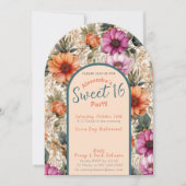 Bloemrijke zoete zestien uitnodiging (Voorkant)