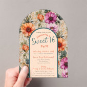 Bloemrijke zoete zestien uitnodiging transparant (Insitu (Draagbaar))