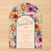 Bloemrijke zoete zestien uitnodiging transparant (Voorkant)