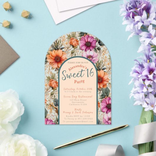 Bloemrijke zoete zestien uitnodiging transparant (Insitu (Huwelijk))
