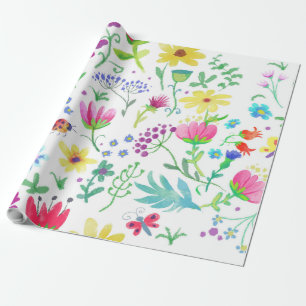 bloemrijke zomerachtergrond van kleurrijke bloemen cadeaupapier