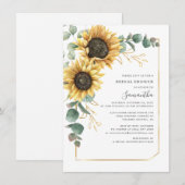 Bloemrijke Zonnebloem Script Bruidsdouche Kaart (Voorkant / Achterkant)