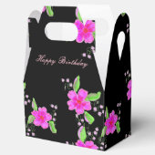 bloemrijke zwart en roze gast gunst box bedankdoosjes (Geopend)