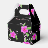 bloemrijke zwart en roze gast gunst box bedankdoosjes (Voorkant Zijde)