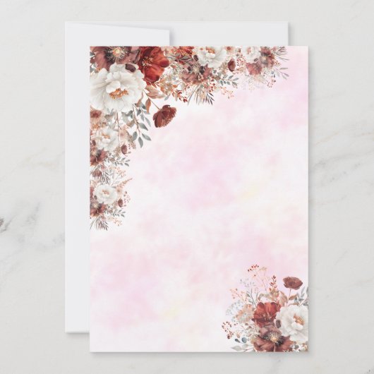 Bloemrijke zwarte bruid waterverf bruiloft kaart (Achterkant)