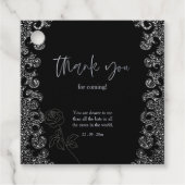 Bloemrijke Zwarte Gotische Meidenavondfeest Bedankjes Labels (Voorkant)