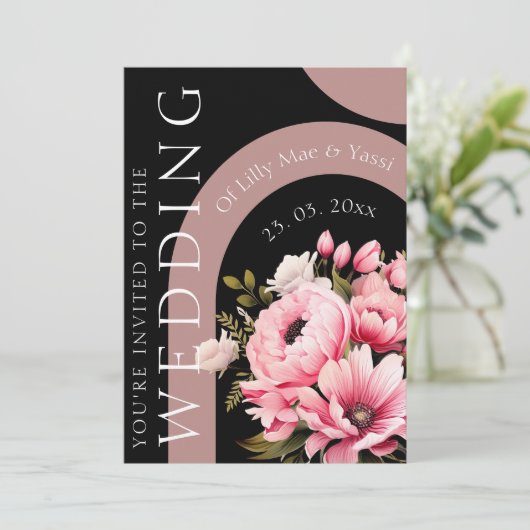 Bloemrijke Zwarte Roze Boog Donkere Esthetische Br Kaart (Staand voorkant)