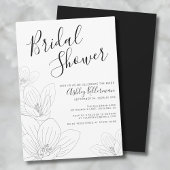 Bloemrijke Zwarte Witte Bruiloftsshower Kaart