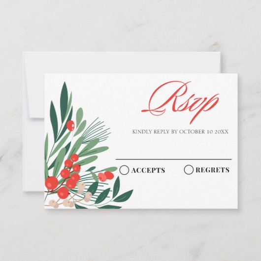 Bloemrode kers RSVP kaartje (Voorkant)