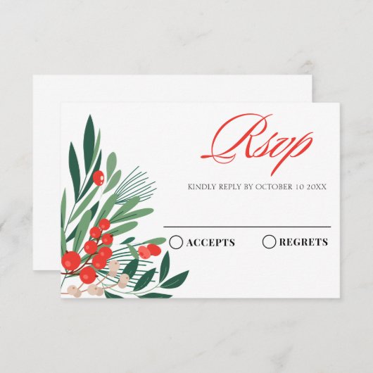 Bloemrode kers RSVP kaartje (Voorkant / Achterkant)