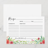 Bloemrode waterverfkaart voor gastrecepten kaart (Voorkant / Achterkant)