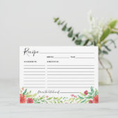 Bloemrode waterverfkaart voor gastrecepten kaart (Staand voorkant)