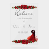 Bloemrood acryl Verloving teken Acryl Bord (Voorkant)