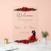 Bloemrood acryl Verloving teken Bord (Huwelijk)