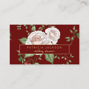 Bloemrood Bourgogne Gold Script   weddingplanner Visitekaartje