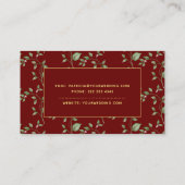 Bloemrood Bourgogne Gold Script | weddingplanner Visitekaartje (Achterkant)