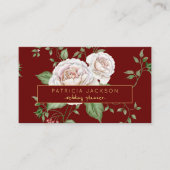Bloemrood Bourgogne Gold Script | weddingplanner Visitekaartje (Voorkant)
