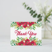 Bloemrood Dank u Bourgondische bloemen Briefkaart (Staand voorkant)