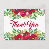 Bloemrood Dank u Bourgondische bloemen Briefkaart (Voorkant)