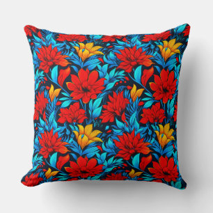 Bloemrood gele bloemen Patroon-13075 Kussen