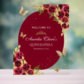 Bloemrood goud tiara vlinder quinceañera acryl bord (Neutraal)