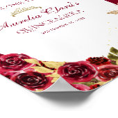 Bloemrood goud tiara vlinder quinceañera poster (Hoek)