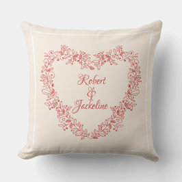 Bloemrood Hart Elegante  Valentijnsdag Kussen