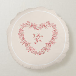 Bloemrood Hart Elegante  Valentijnsdag Rond Kussen