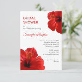 Bloemrood Hibiscus Tropisch Vrijgezellenfeest Kaart (Staand voorkant)