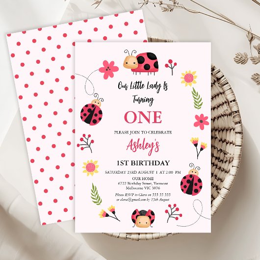 Bloemrood Roze Onze kleine lieveheersbeestje 1e ve Kaart