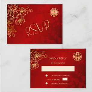 Bloemrood RSVP Chinese bruiloft Kaartje