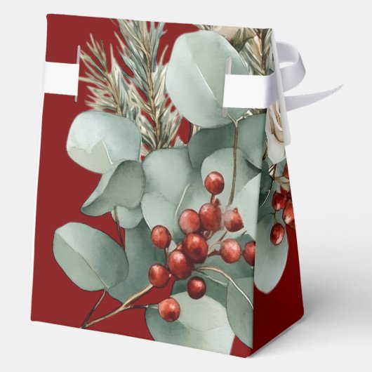 Bloemrood Wit Kerst Roos Vrijgezellenfeest Bedankdoosjes (Achterkant)