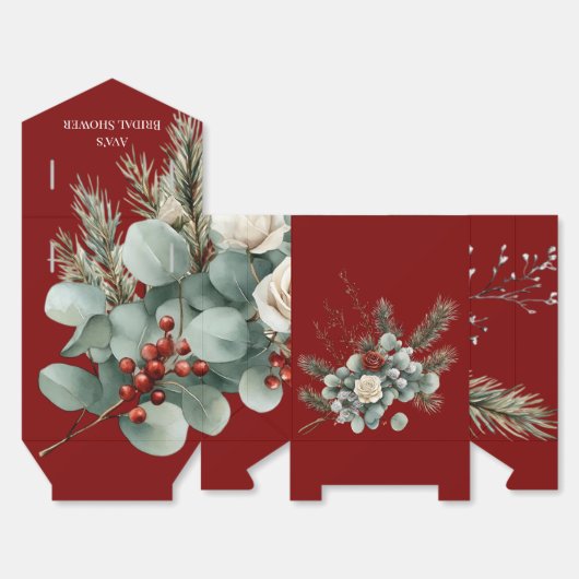 Bloemrood Wit Kerst Roos Vrijgezellenfeest Bedankdoosjes (Ongevouwen)