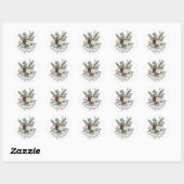 Bloemrood Wit Kerst Rozen bruiloft Ronde Sticker (Vel)