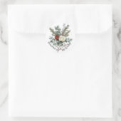 Bloemrood Wit Kerst Rozen bruiloft Ronde Sticker (Tas)