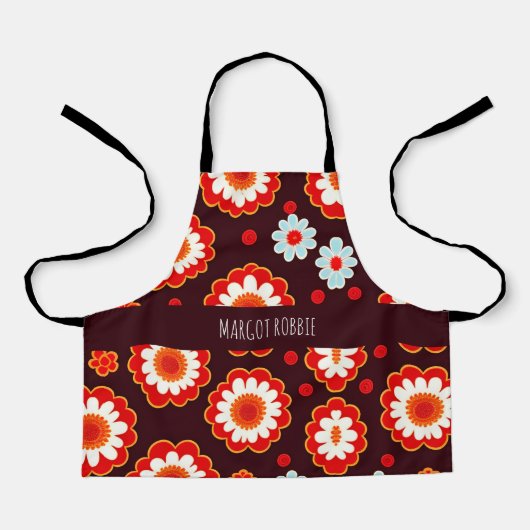  bloemrood wit mozaïekpatroon schort (Voorkant)