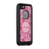 Bloemrooster patroon van thee rozen op roze naam LifeProof iPhone hoesje (Achterkant / rechts)