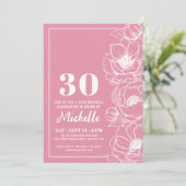 Bloemroze 30e verjaardag kaart (Staand voorkant)