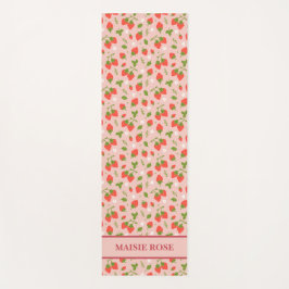 Bloemroze Aardbeienpatroon Gepersonaliseerde Kinde Yogamat