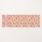 Bloemroze Aardbeienpatroon Gepersonaliseerde Kinde Yogamat (Voorkant (horizontaal))
