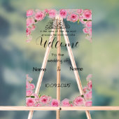 Bloemroze acryl bruiloft teken bord (Neutraal)