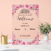 Bloemroze acryl bruiloft teken bord (Huwelijk)