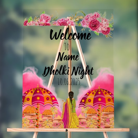 Bloemroze acryl Dholki nachtteken Acryl Bord (Neutraal)